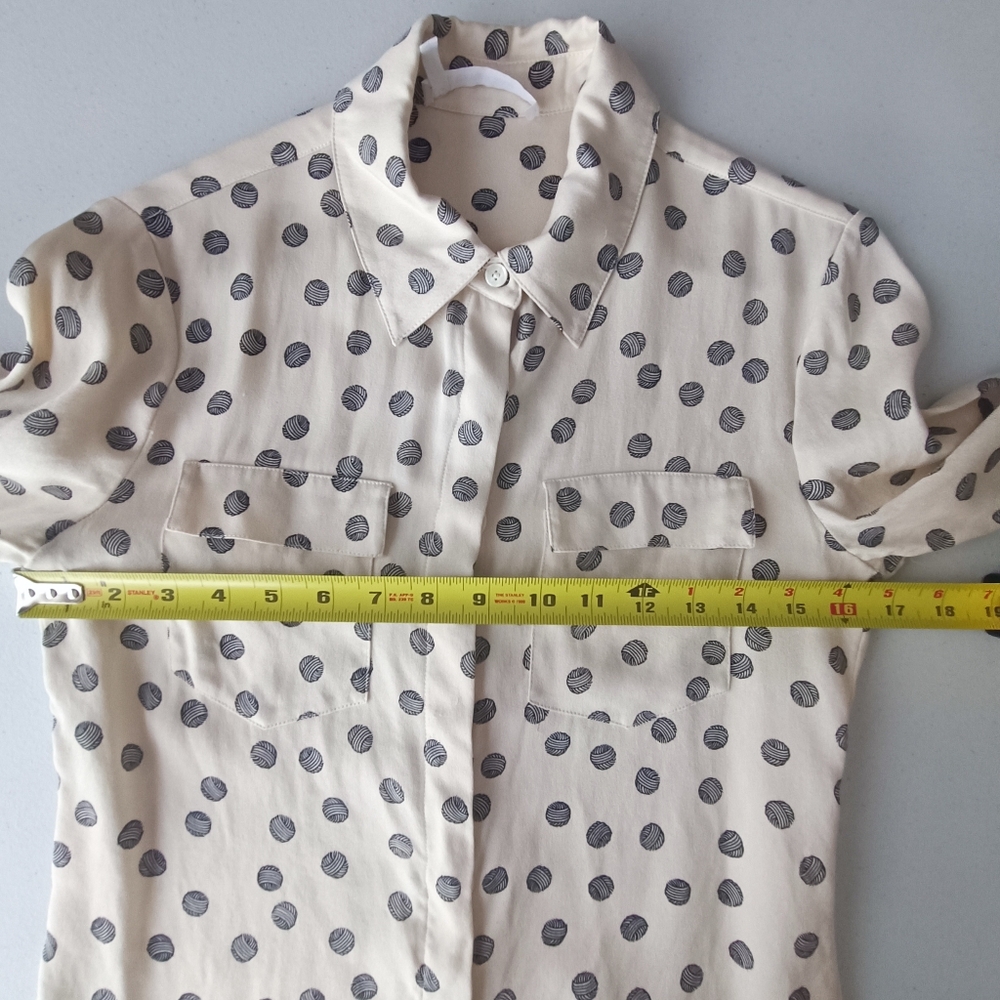 Derek Lam 10 Crosby 100% Silk Cream Blouse with Black Yarn-Spot Print Size XS - Picture 6 of 13
